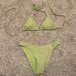 Billabong Green Ribbed Bikini Set